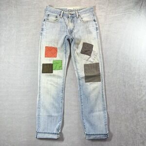 Uniqlo Jeans Men 29x33 Light Wash Kaihara Selvedge Stretch Patch Kurt Cobain GUC
